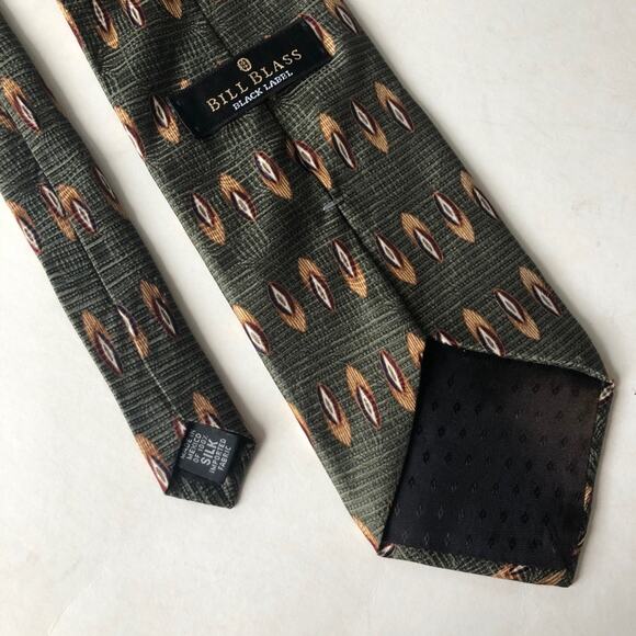 Bill Blass Black Label Silk Tie Diamonds Green - Picture 2 of 6